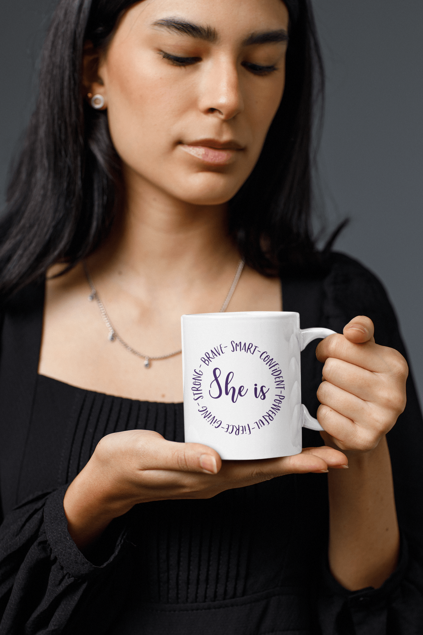 Purple LadyBug Decor Mug Inspirational Custom Mug - She is