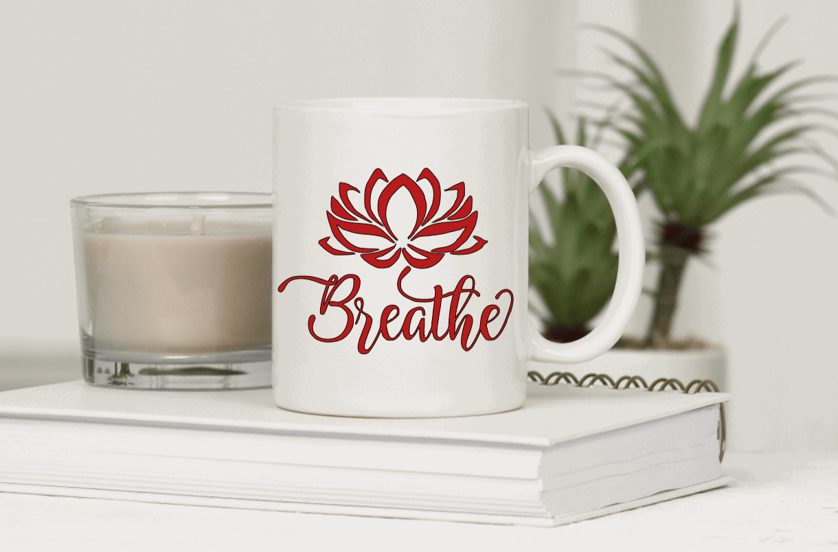 Purple LadyBug Decor Mug Lotus Flower  Breathe Ceramic Mug | Inspirational