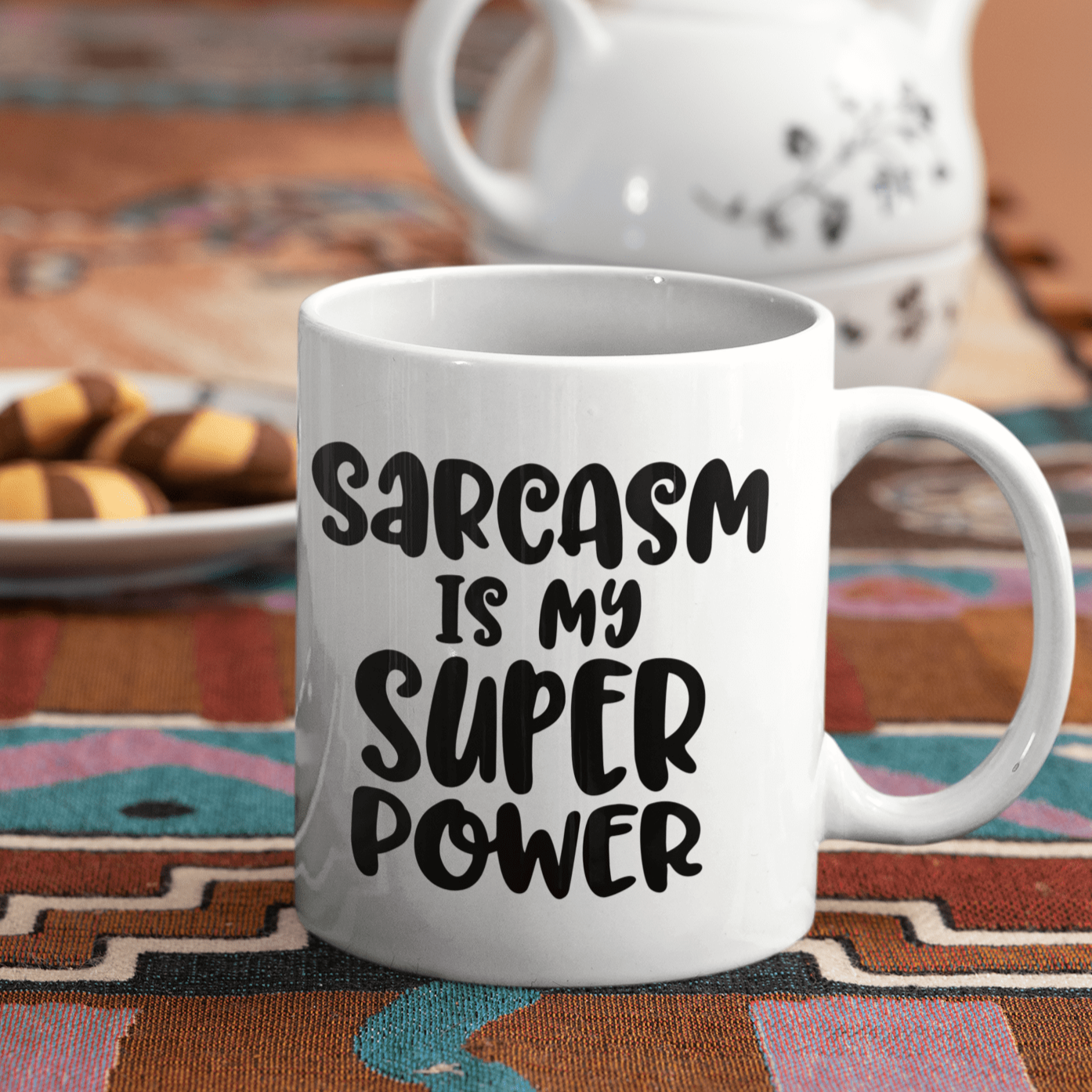 Purple LadyBug Decor Mug Sarcasm is my Super Power Ceramic Mug | Humorous Mug
