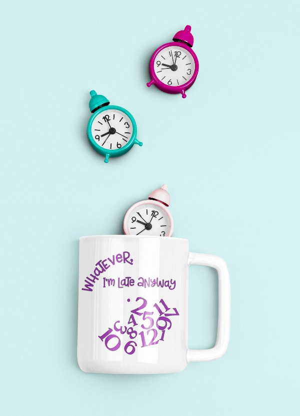 Purple LadyBug Decor Mug Whatever, I'm Late Anyway -  Ceramic Coffee Mug
