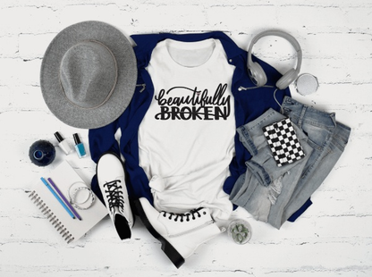 Purple LadyBug Decor shirts Beautifully Broken - Inspirational T-Shirt