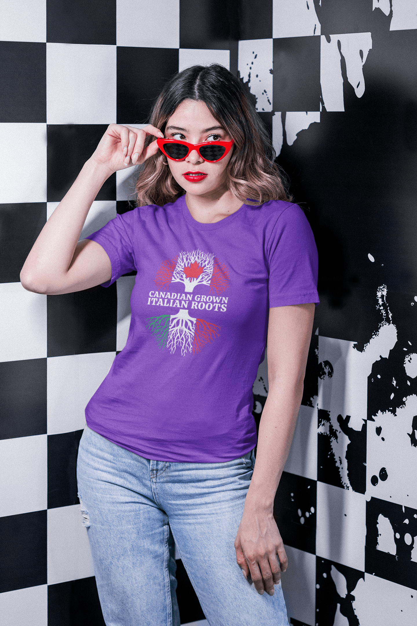 Purple LadyBug Decor shirts Canadian Grown with Italian Roots T- Shirt