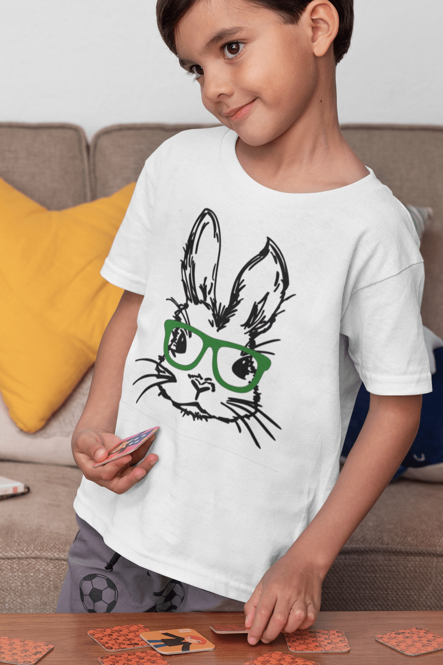 Purple LadyBug Decor shirts Easter Bunny with Glasses Shirt for Children