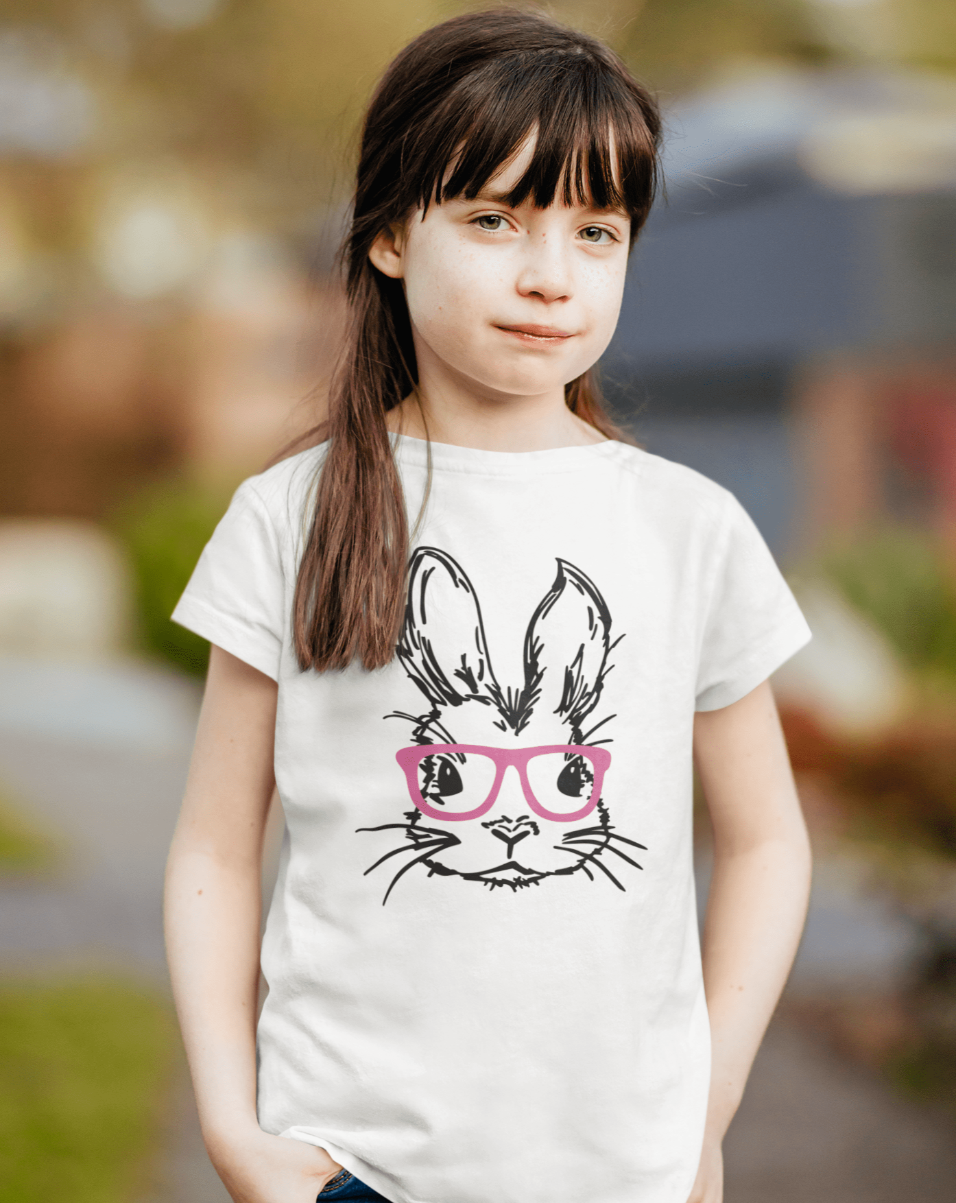 Purple LadyBug Decor shirts Easter Bunny with Glasses Shirt for Children