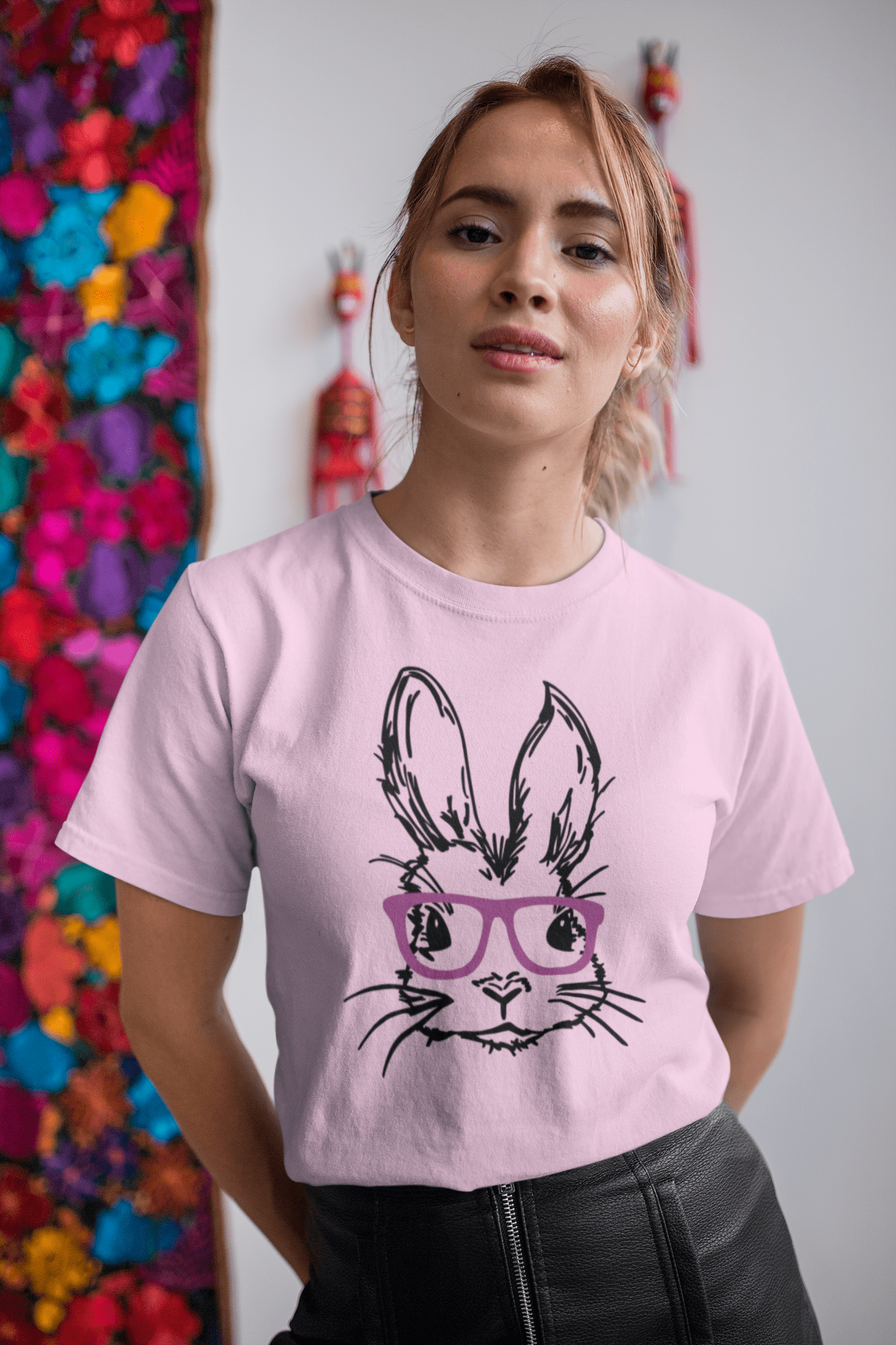 Purple LadyBug Decor shirts Easter Bunny with Glasses Shirt for Children