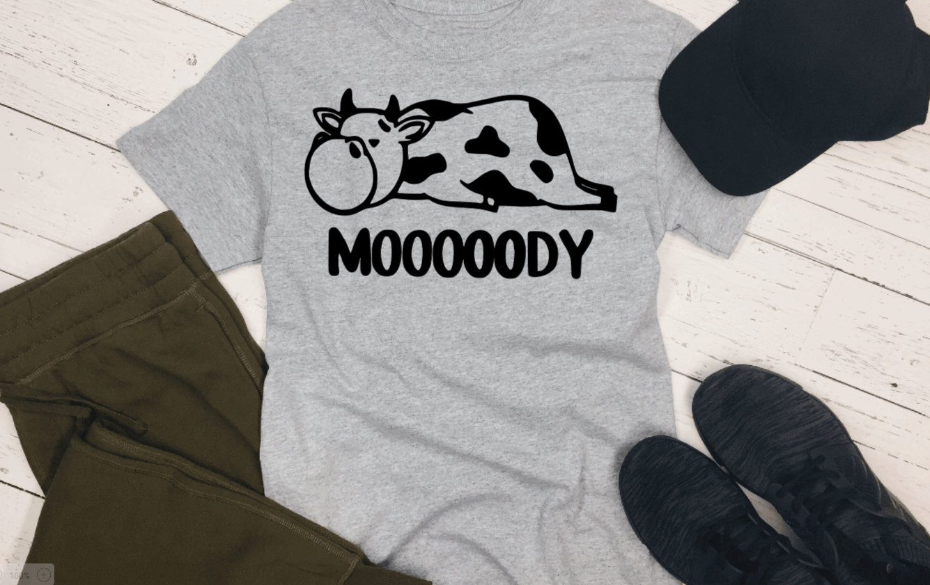 Purple LadyBug Decor shirts Moooody Cow T-Shirt