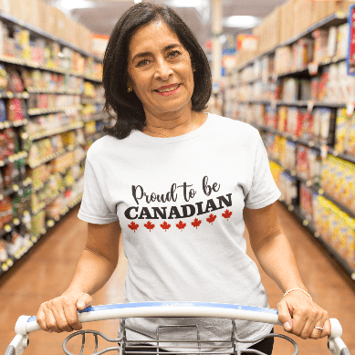 Purple LadyBug Decor shirts Proud to be CANADIAN - word T-Shirt