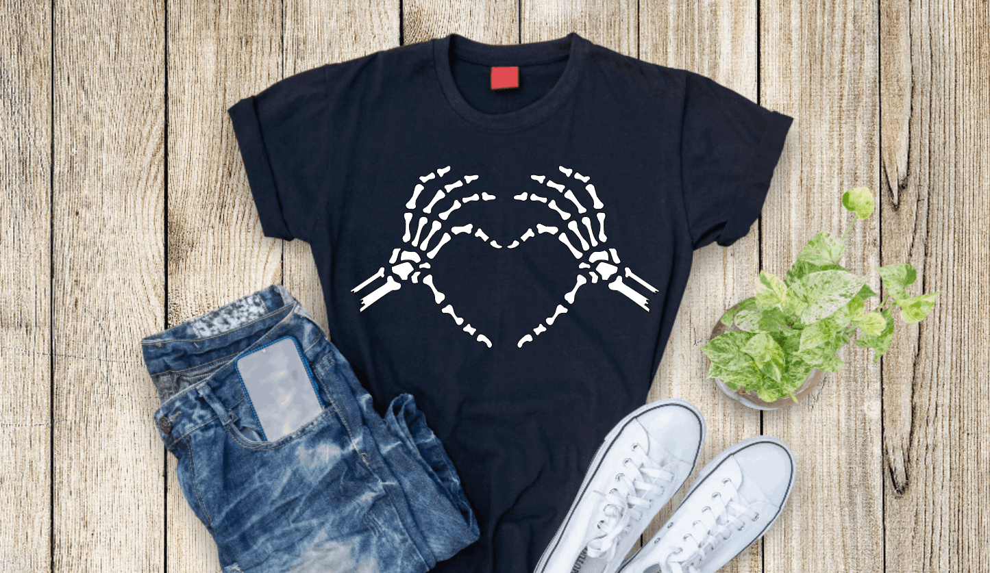 Purple LadyBug Decor shirts Skeleton Heart Hands T-Shirt for Him and Her