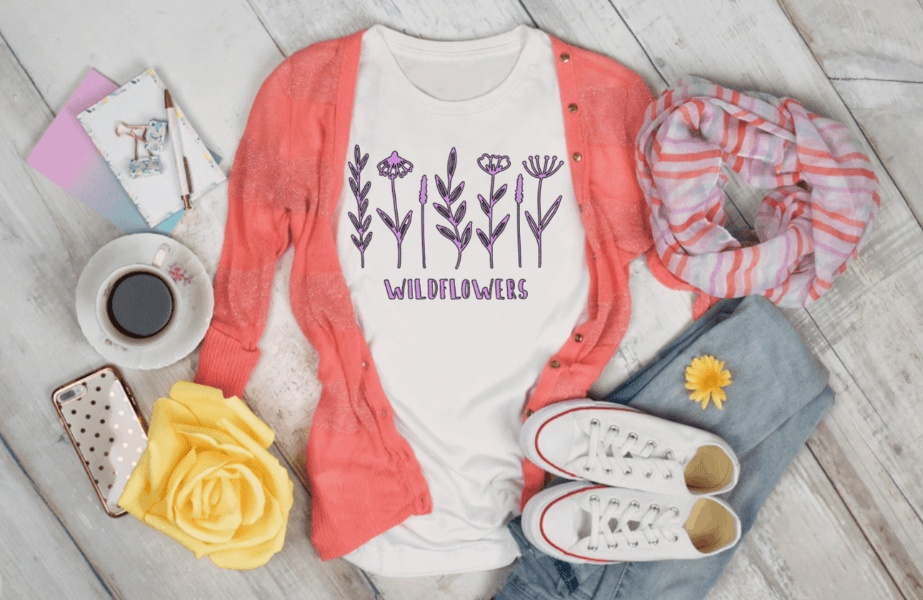 Purple LadyBug Decor shirts Wildflowers Women's Graphic  T-Shirt