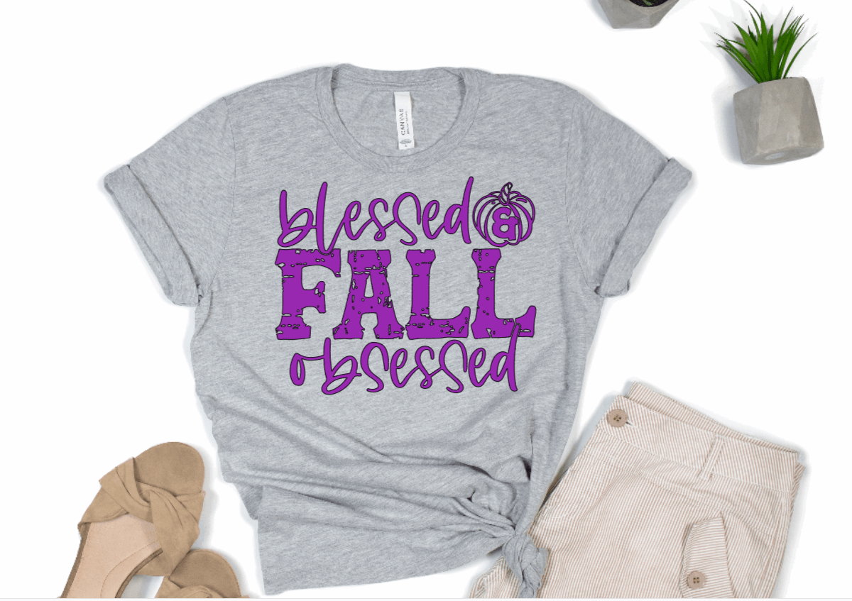 Purple LadyBug Decor shirts Women's Blessed and Fall Obsessed  Adult T-Shirt