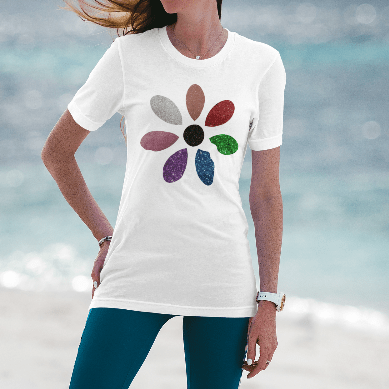 Purple LadyBug Decor shirts Womens Glitter Flower T-Shirt