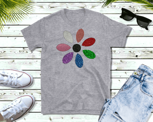 Purple LadyBug Decor shirts Womens Glitter Flower T-Shirt