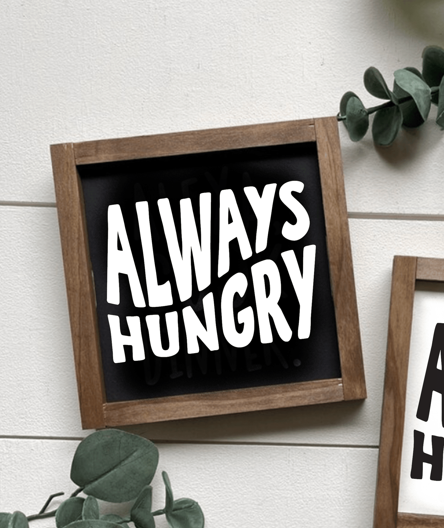 Purple LadyBug Decor Sign Always Hungry Framed Wood Sign | Handmade Sign