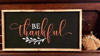 Purple LadyBug Decor Sign Be Thankful Wood Sign