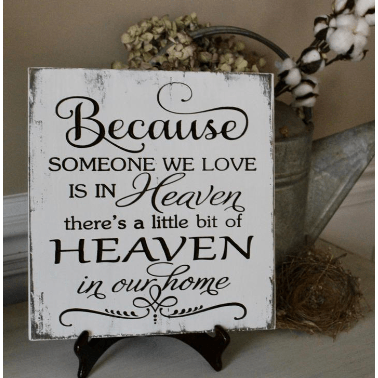 Purple LadyBug Decor Sign Because Someone We Love Is In Heaven  | Wood Sign
