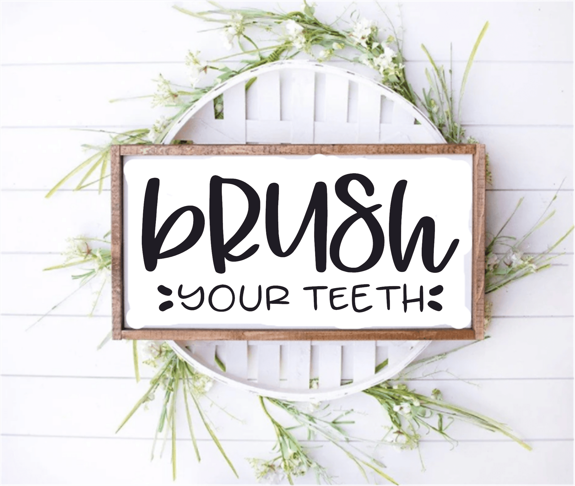 Purple LadyBug Decor Sign Brush Your Teeth Bathroom Wood Sign