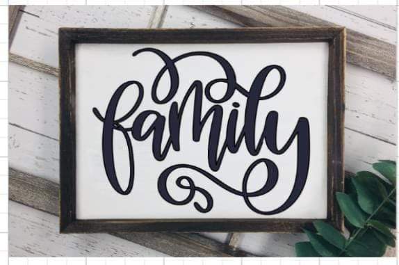Purple LadyBug Decor Sign 'Family'  Wood Sign for Home Decor