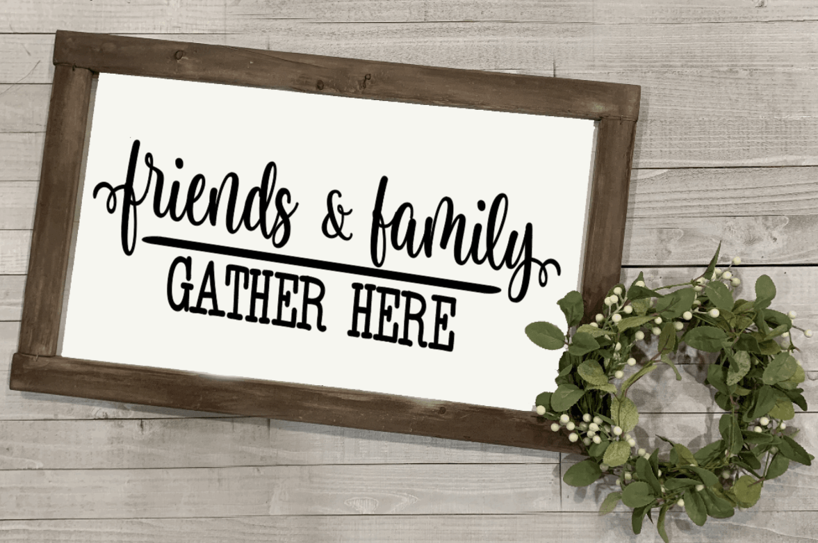 Purple LadyBug Decor Sign Friends and Family Gather Here Sign | Hancrafted Wood Sign