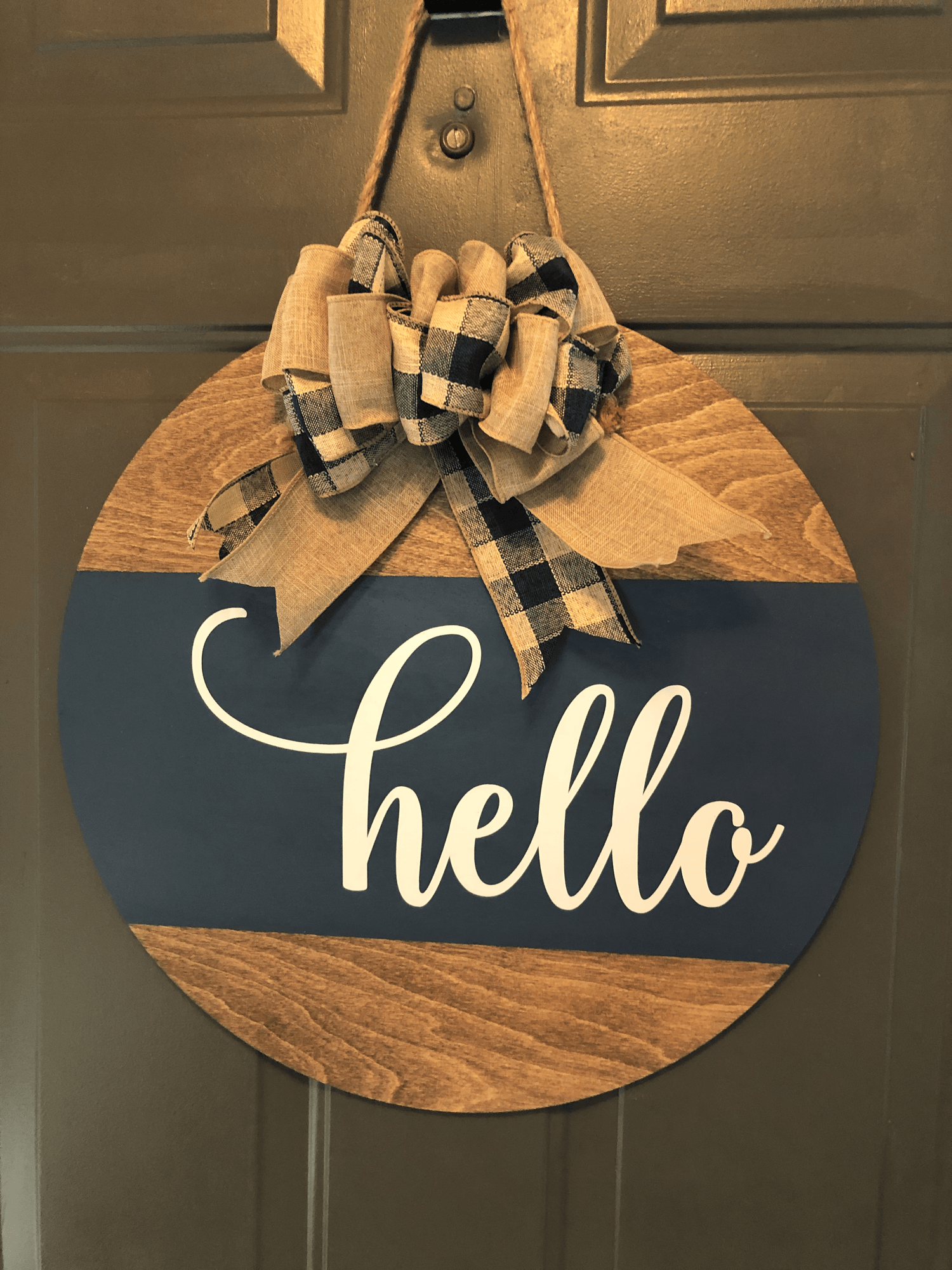 Purple LadyBug Decor Sign Hello Wood Door Sign