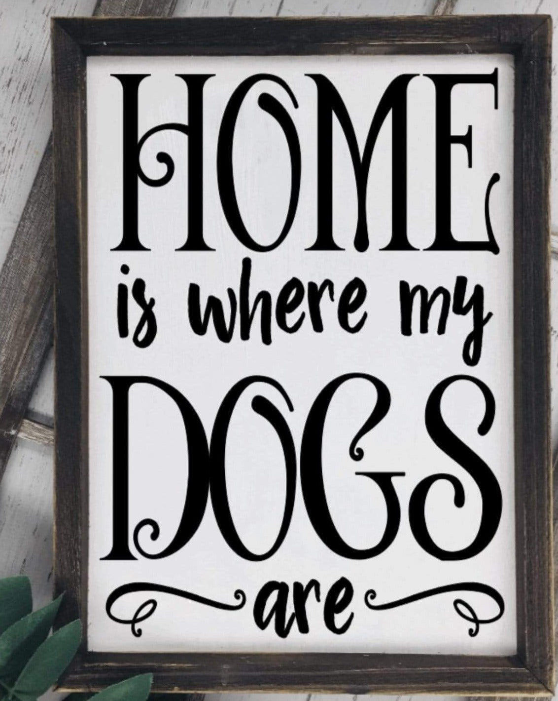 Purple LadyBug Decor Sign 'Home' is where the Dog is wood sign
