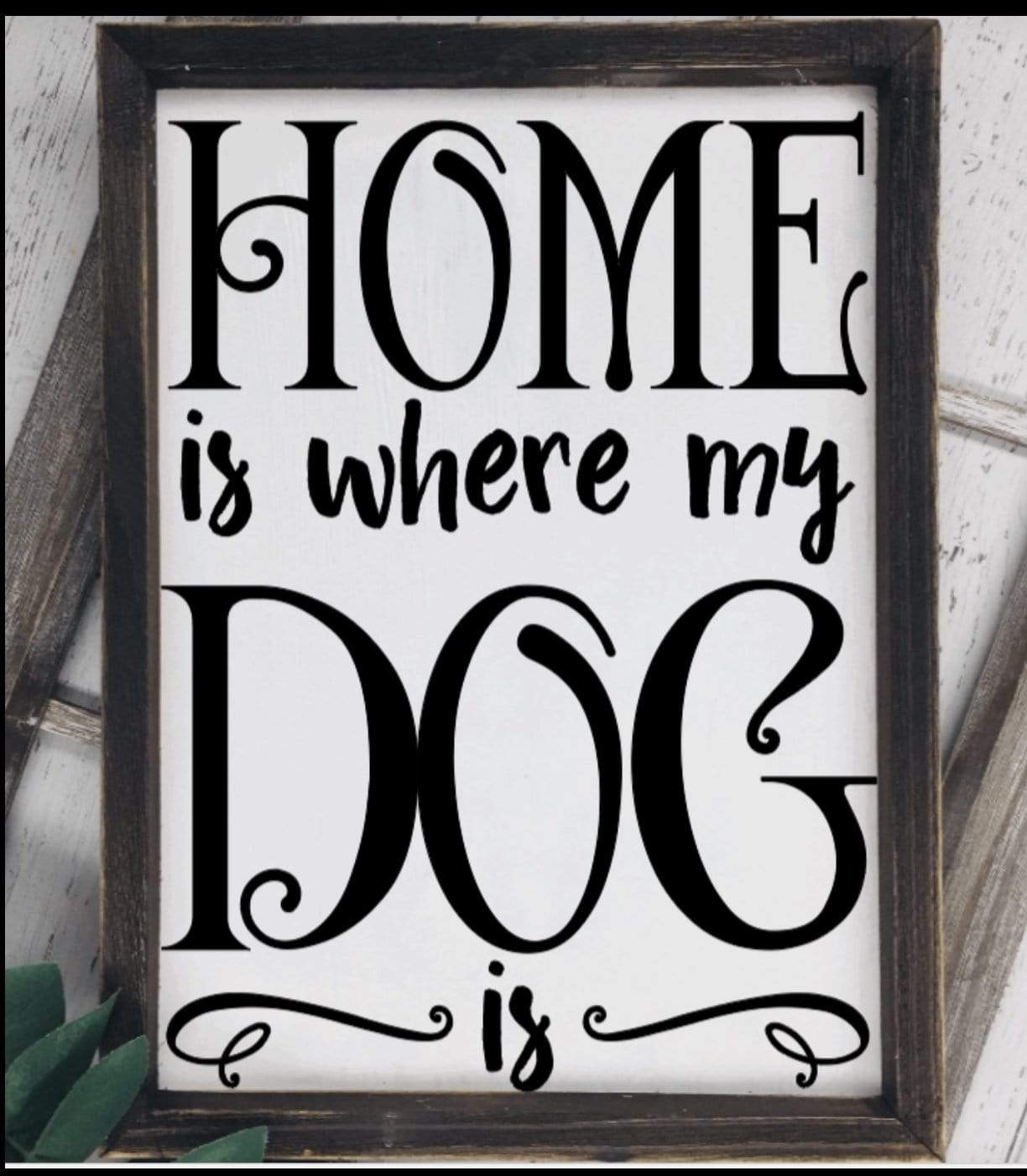 Purple LadyBug Decor Sign 'Home' is where the Dog is wood sign