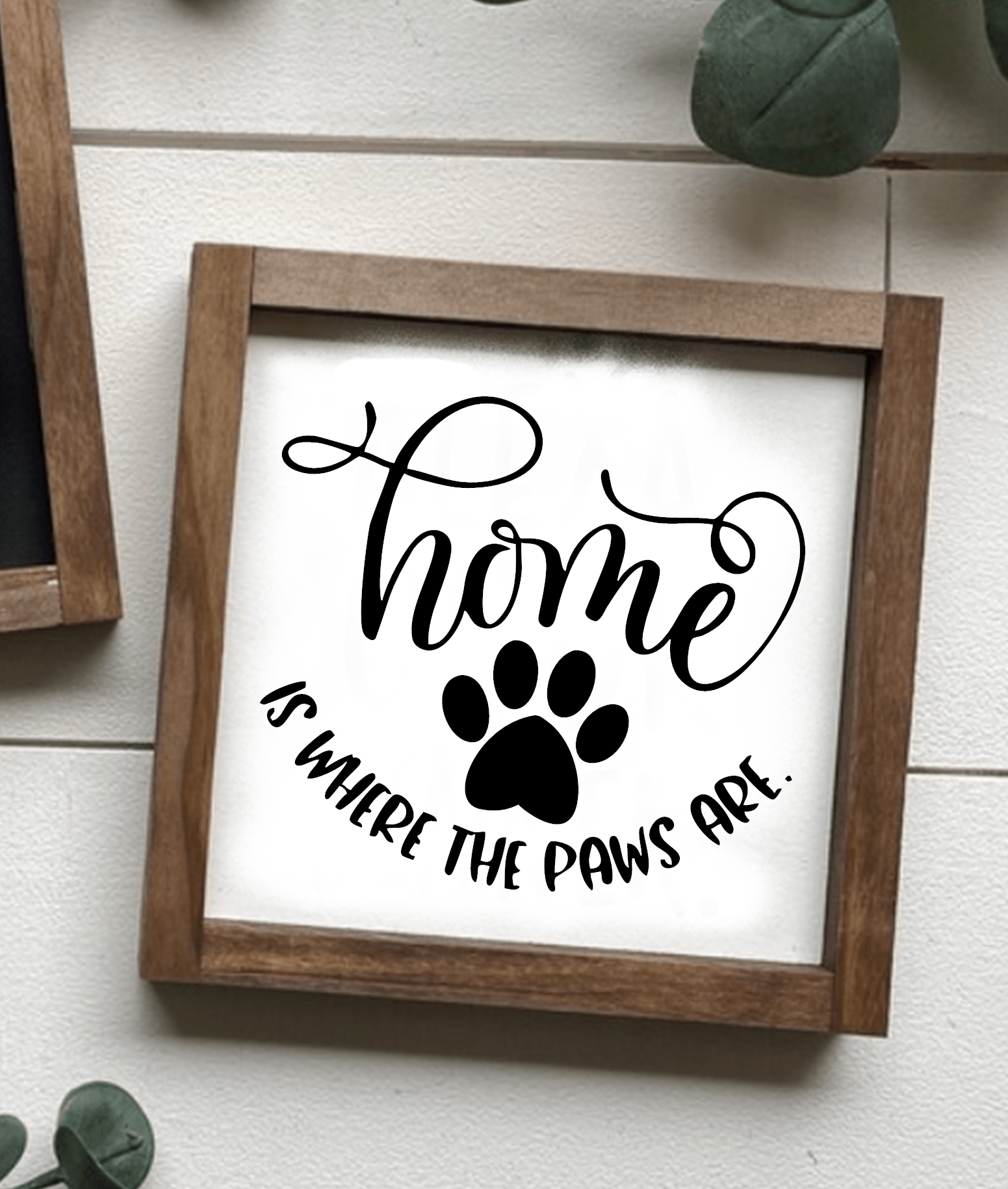 Purple LadyBug Decor Sign Home is where the Paws are Framed Wood Sign | Handcrafted Sign