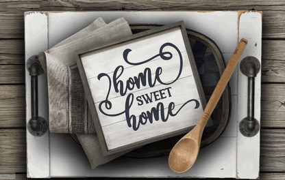 Handmade wood sign with "Home Sweet Home" text, suitable for wall or porch display.