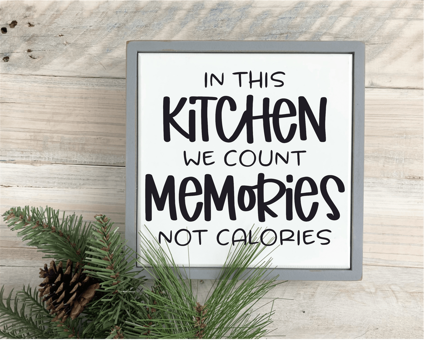 Purple LadyBug Decor Sign In this Kitchen we Count Memories not Calories Framed Wood Sign