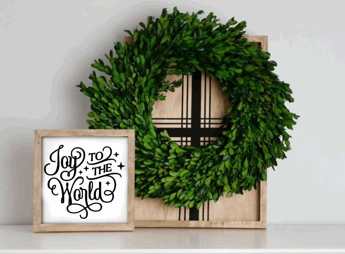 Purple LadyBug Decor Sign Joy to the World Handmade Wood Framed Sign