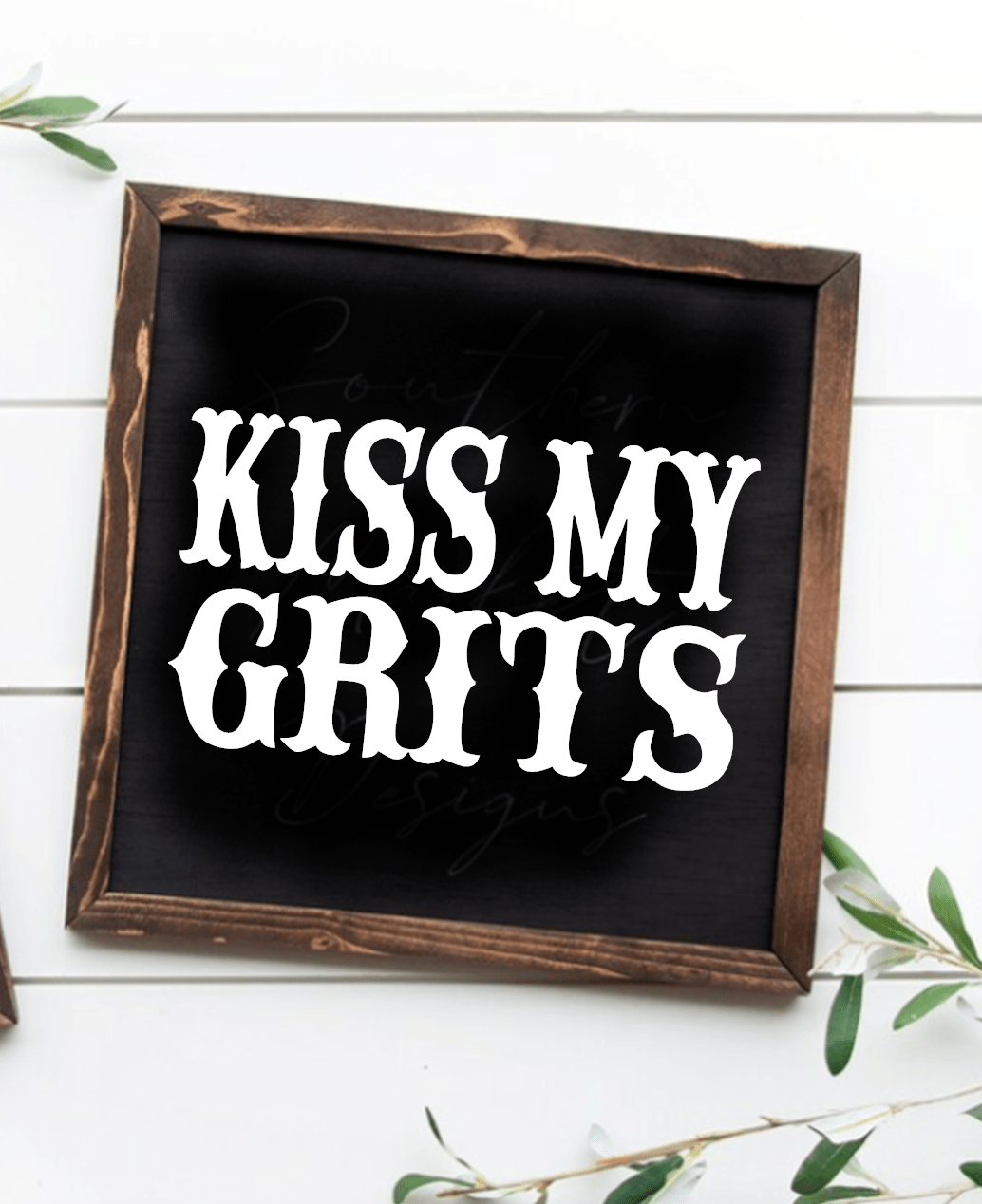 Purple LadyBug Decor Sign Kiss My Grits Framed Wood Sign | Handcrafted Sign