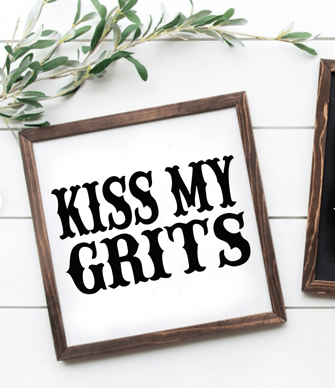 Purple LadyBug Decor Sign Kiss My Grits Framed Wood Sign | Handcrafted Sign