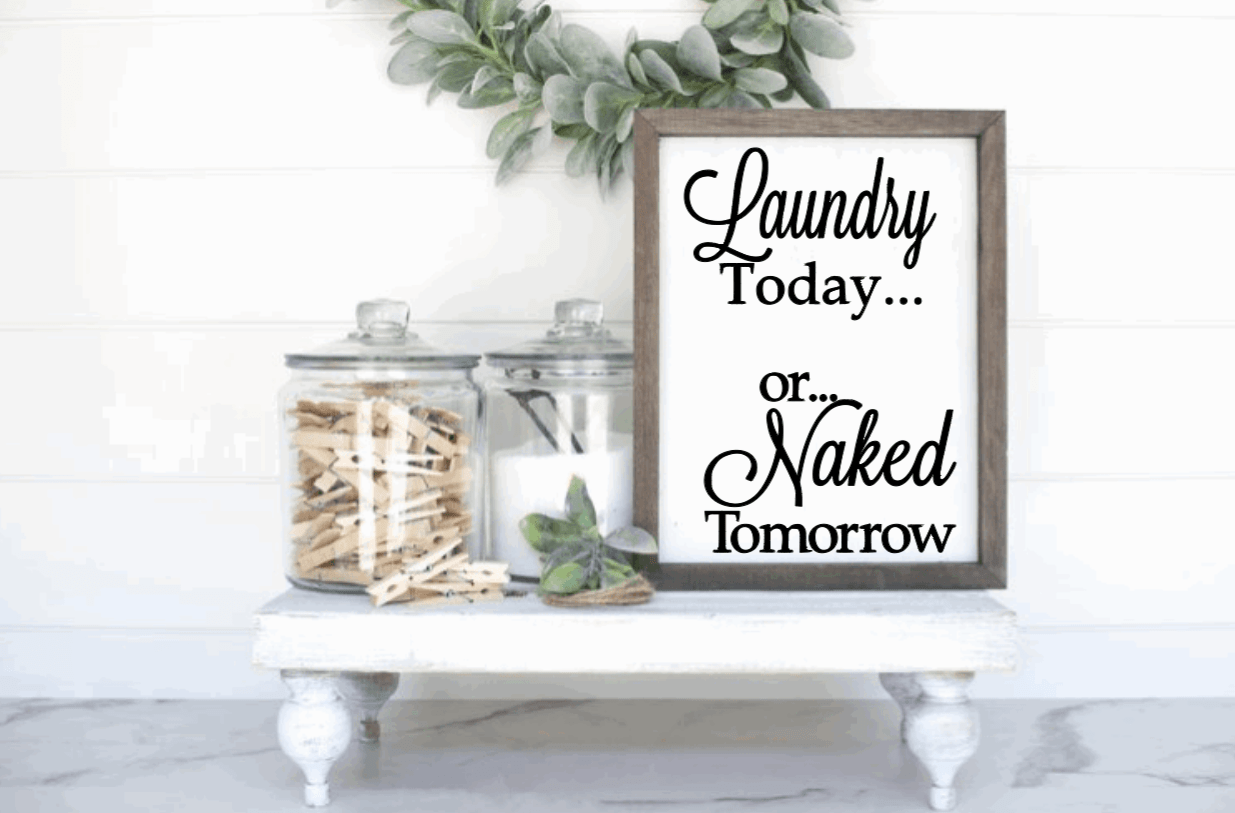 Purple LadyBug Decor Sign Laundry Today or Naked Tomorrow - Wood Framed Sign