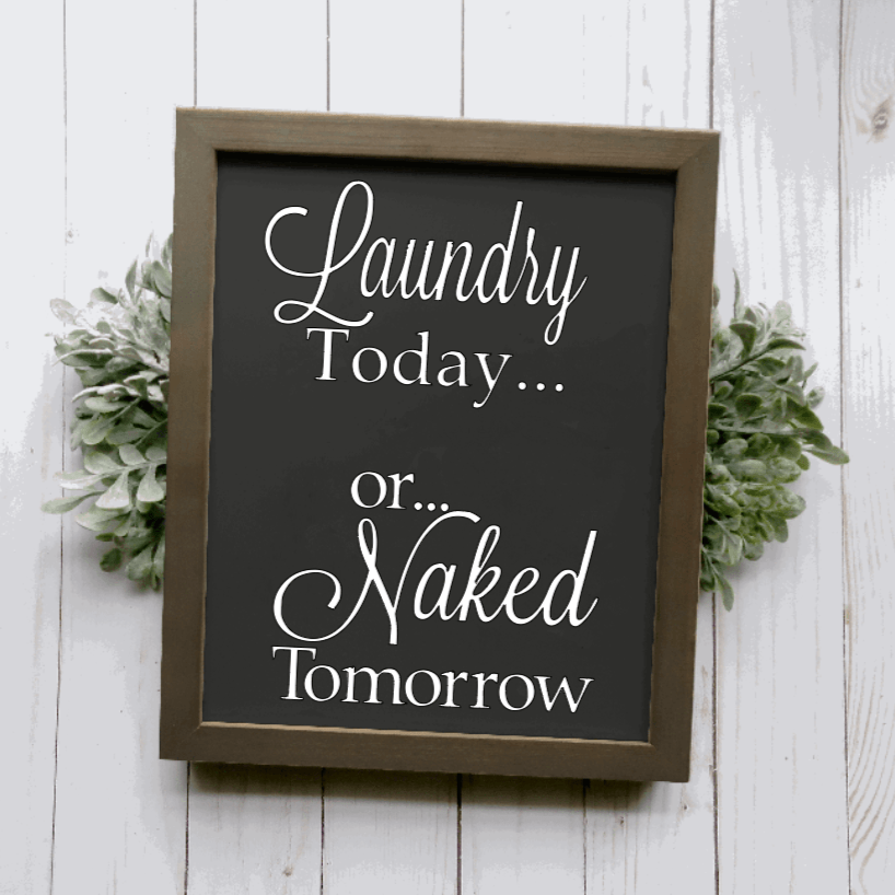 Purple LadyBug Decor Sign Laundry Today or Naked Tomorrow - Wood Framed Sign