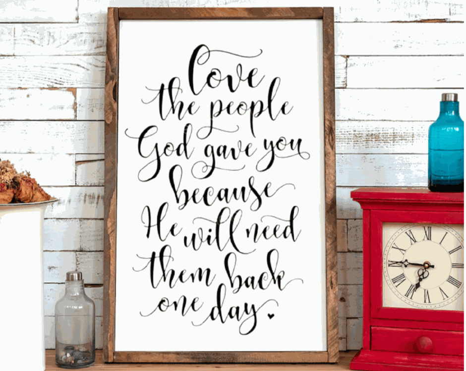 Purple LadyBug Decor Sign Love the People God Gave You | Handcrafted Framed Wood Sign