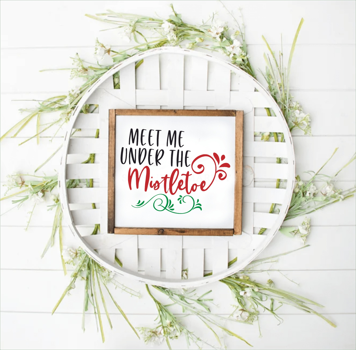 Purple LadyBug Decor Sign Meet Me Under the Mistletoe Handmade Wood Framed Sign