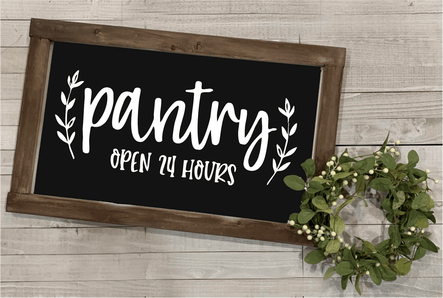 Purple LadyBug Decor Sign Pantry Open 24 Hours Wood Framed Sign