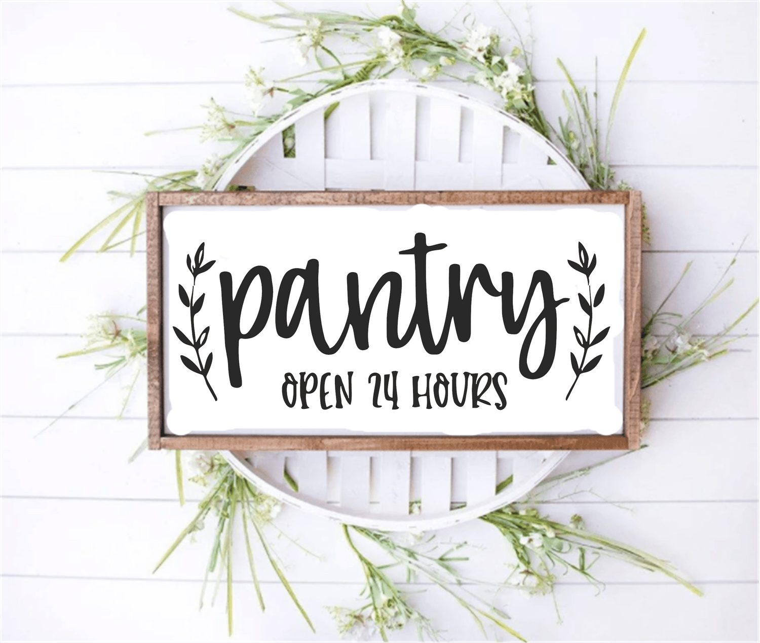 Purple LadyBug Decor Sign Pantry Open 24 Hours Wood Framed Sign