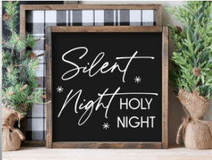 Purple LadyBug Decor Sign Silent Night, Holy Night Wood Sign | Handmade Sign