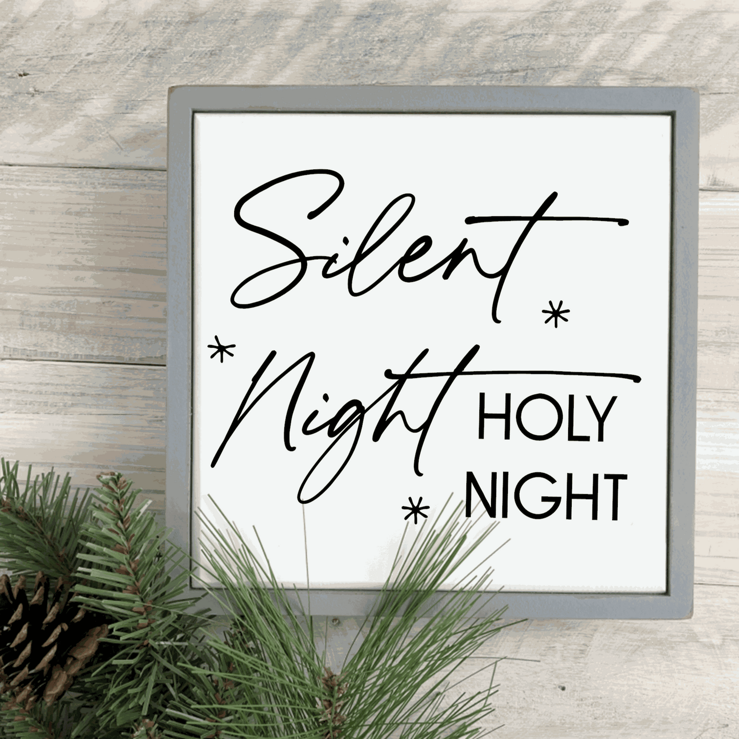 Purple LadyBug Decor Sign Silent Night, Holy Night Wood Sign | Handmade Sign