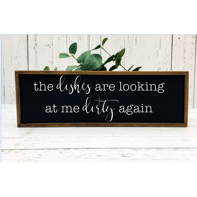 Purple LadyBug Decor Sign 'The Dishes are Looking at me Dirty Again'  Wood Sign