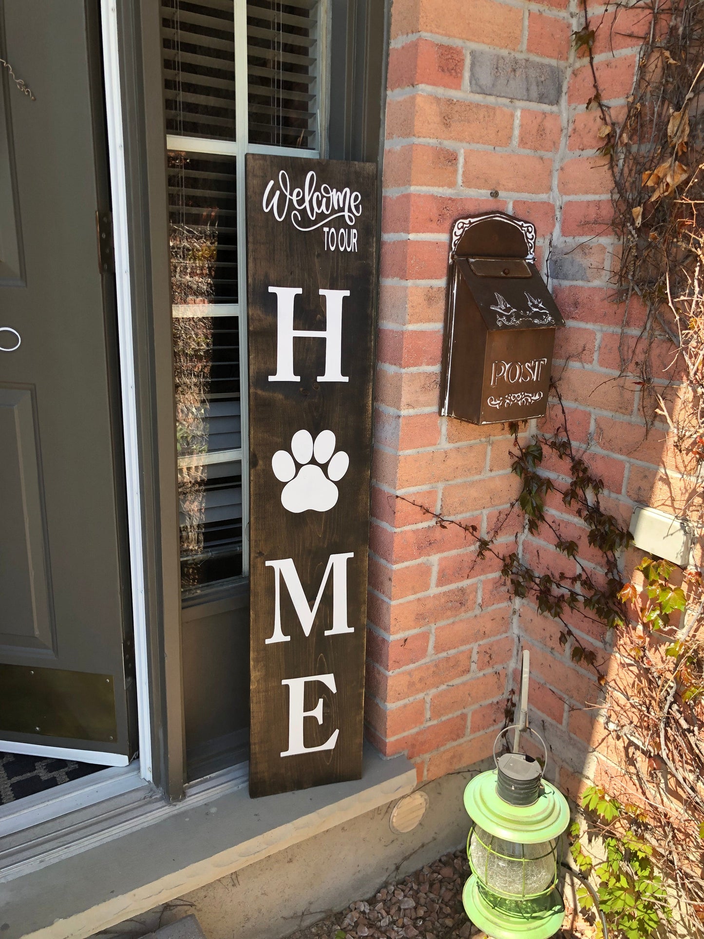 Purple LadyBug Decor Sign Welcome to our Home Paw Print Porch Sign
