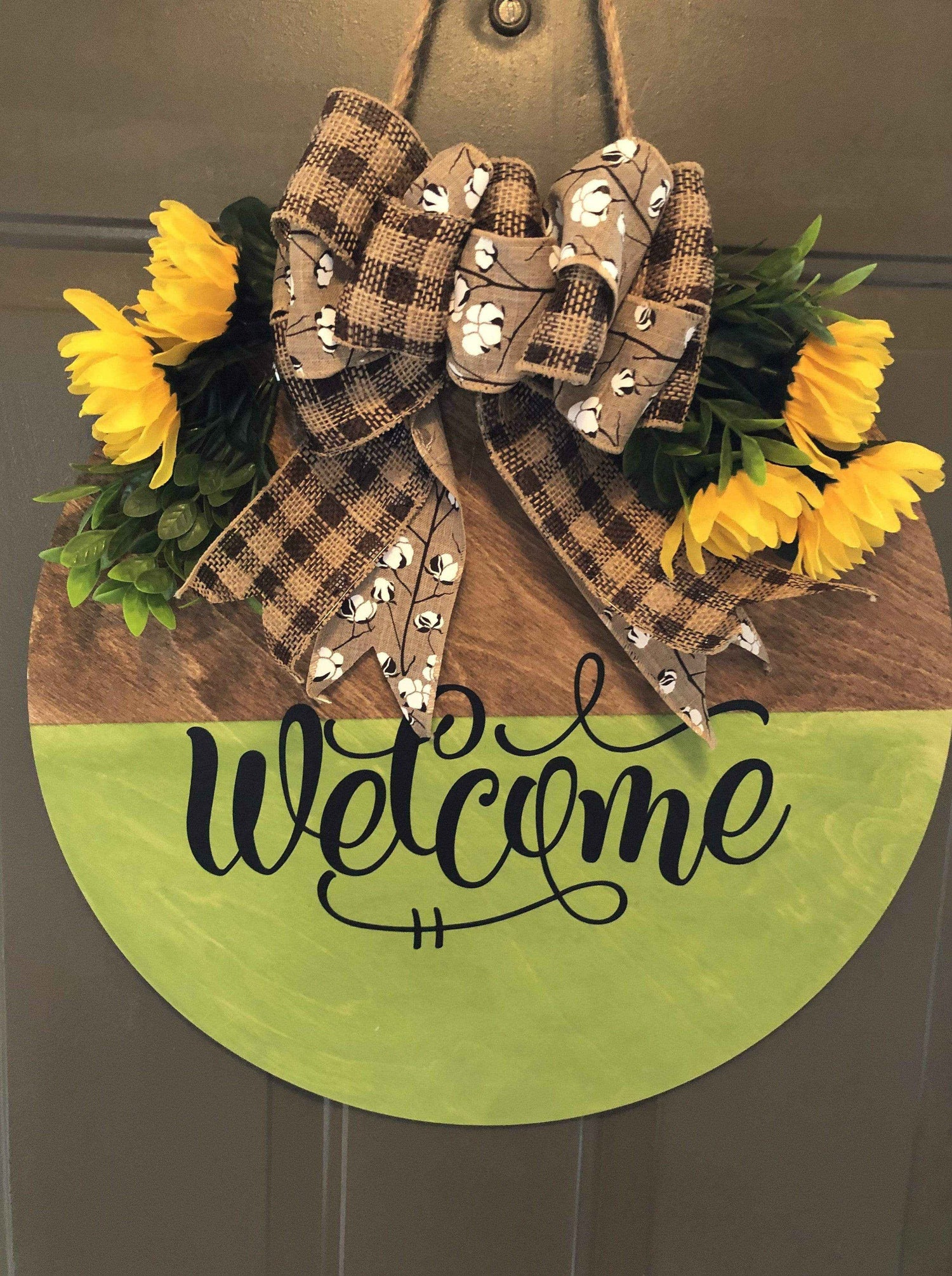 Purple LadyBug Decor Sign Welcome Wood  Door Sign