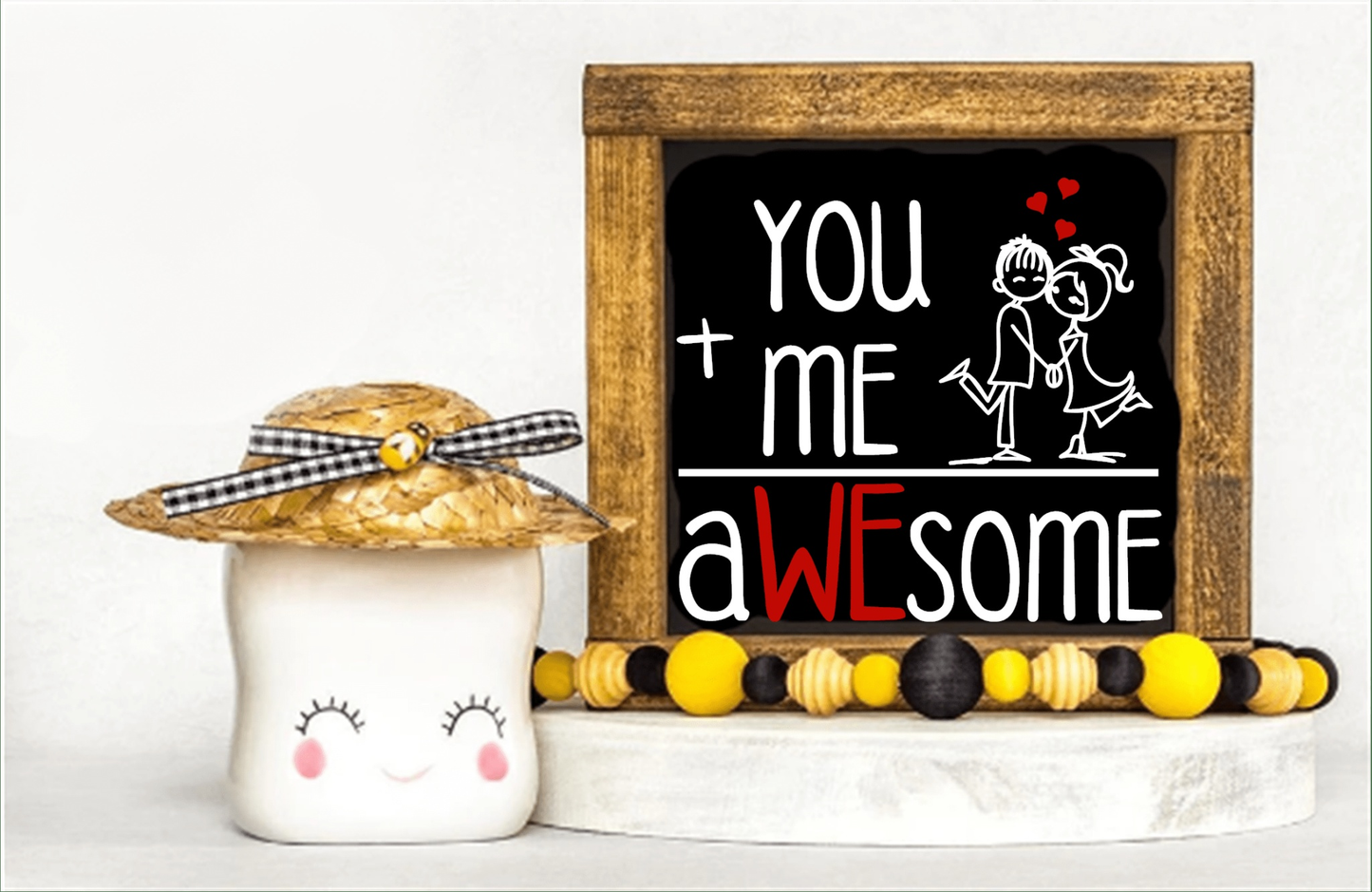 Purple LadyBug Decor Sign You plus Me equals Awesome Framed Sign