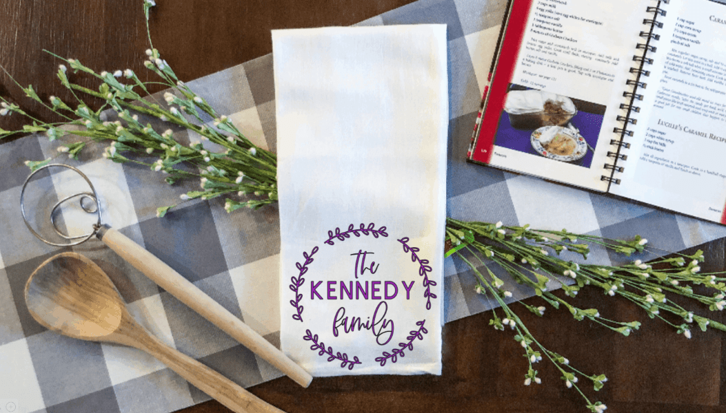 Purple LadyBug Decor Tea Towel Personalized Family Tea Towel