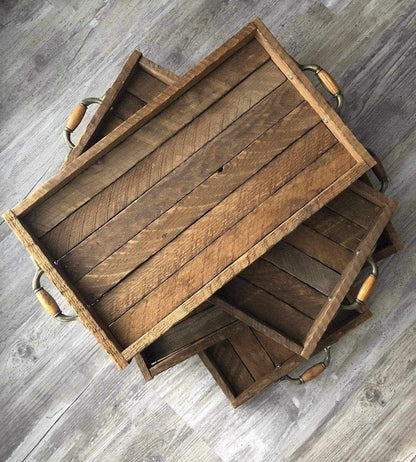 Purple LadyBug Decor Tray Tobacco Slat Serving Tray with Handles