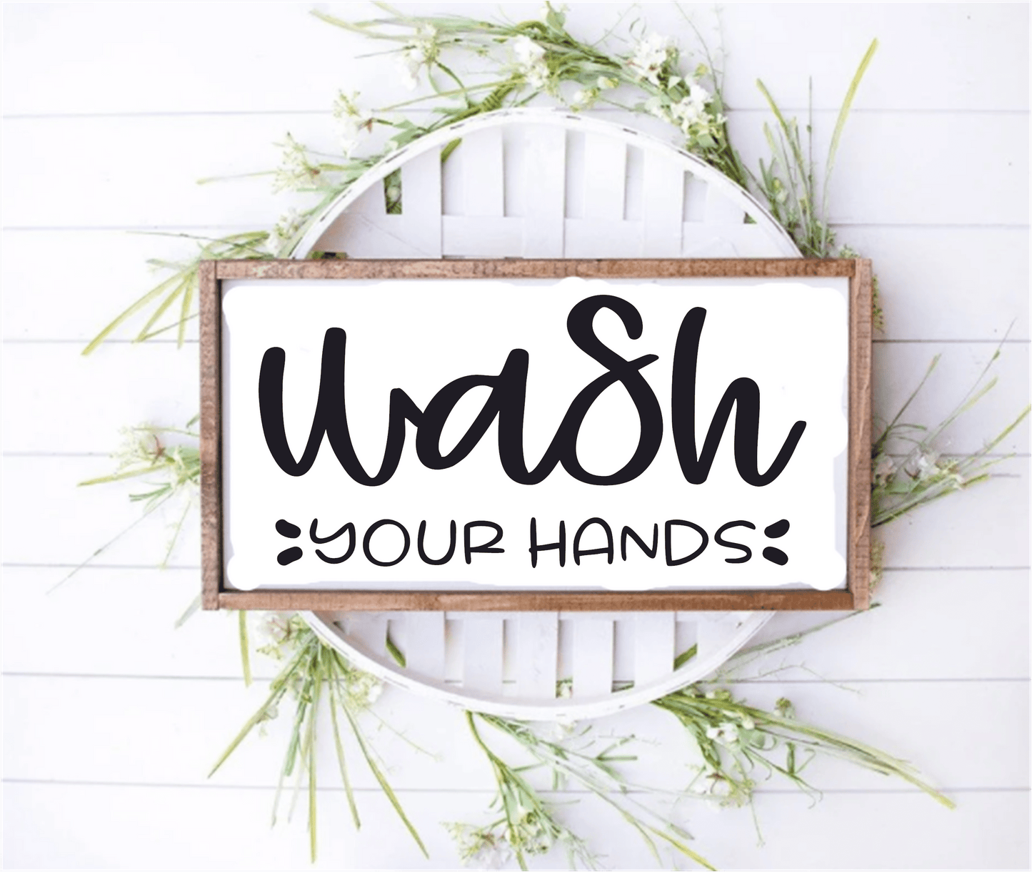 Purple LadyBug Decor Sign Wash Your Hands Bathroom Wood Sign